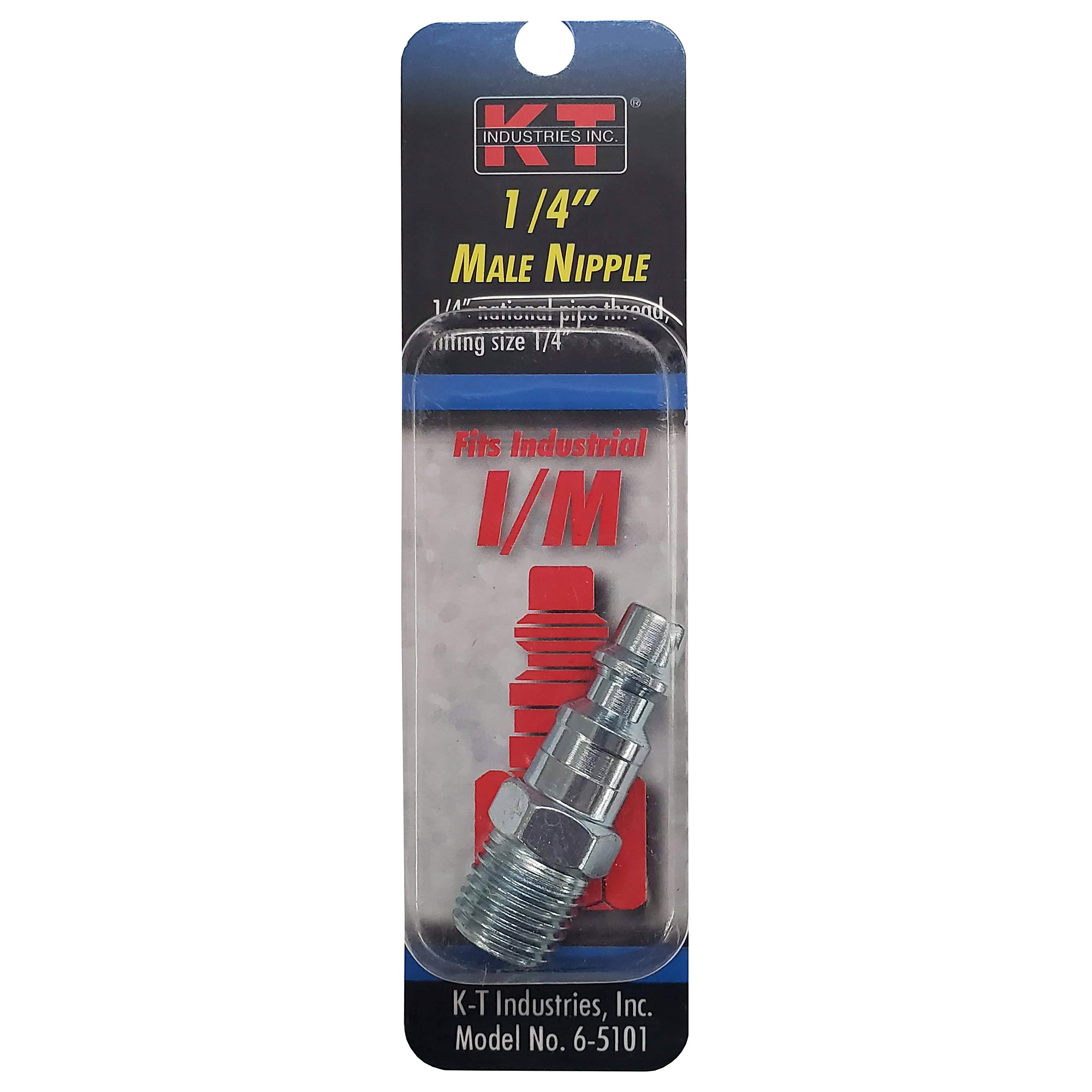 K-T Industries Industrial Nipple — 1/4in. Male NPT, Zinc Plated Steel, Model# 6-5101